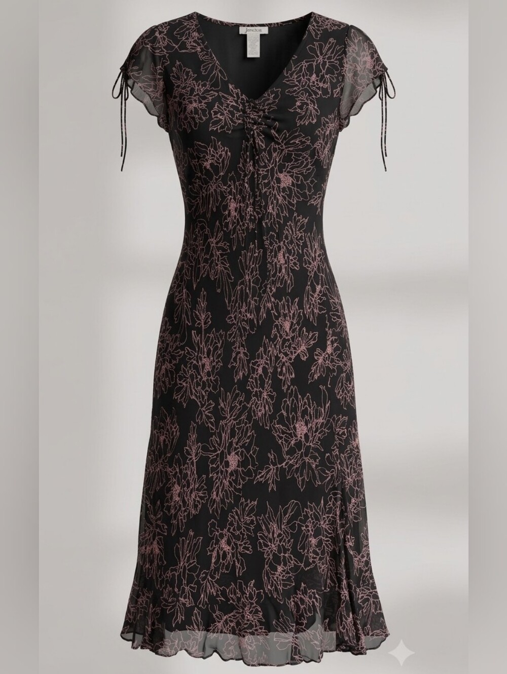 Jessica Vintage Whimsigoth Y2k Grunge Fairycore Crinkled Flowy Midi Dress 10